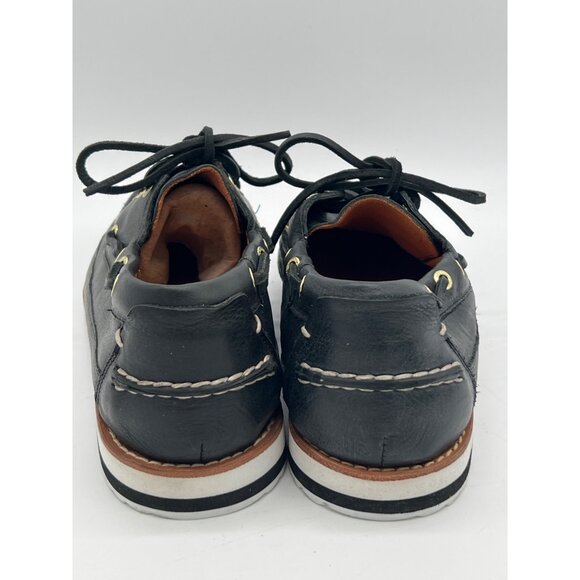 G.H. Bass Mens Black Bgaters Boat Shoes Size 9 Leather Upper With White Outsole - Picture 4 of 10